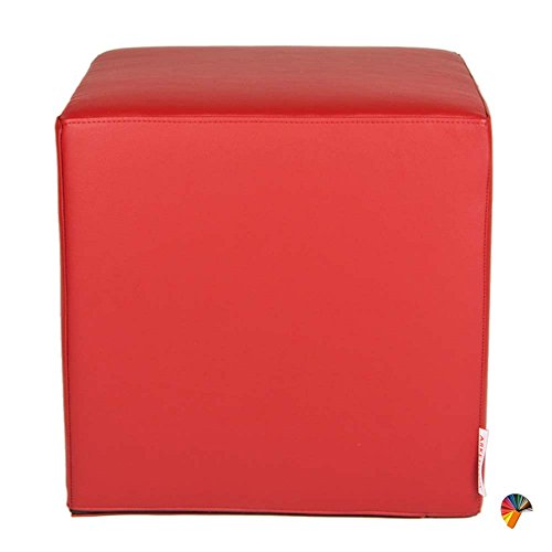 Arketicom BABY DADO pouf puff Cubo Poggiapiedi Design in Ecopelle Sfoderabile Imbottito PU Quadrato Seduta 25 cm per Bambini Stanzette e camerette Colorato (puf puff pouf pufffe pouf pufff ) poggiapiedi Rosso 25 cm