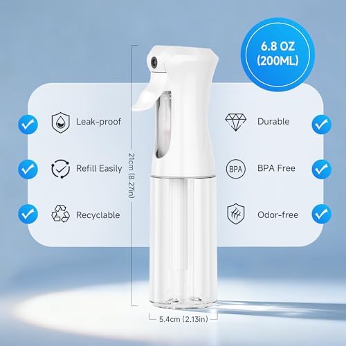 Continuous Spray Bottle for Hair Ultra Fine Mist Sprayer 3 Pack 6.8 OZ - 3