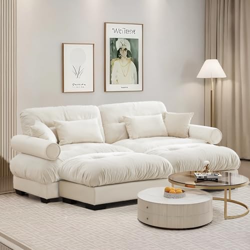 Image of SoarFlash Modern Sofa Couches for Living Room, Small Sectional Sofa Set with Reversible Chaise, Sleeper Sofas and Modular Couch Function, Suitable for Small Spaces in Apartment, Beige