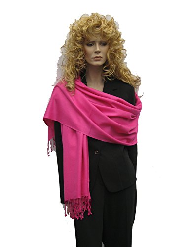 Cashmere Pashmina Group: Solid Pashmina Shawl, Scarf, Wrap & Stole(Regular Size) (Fuchsia) #TOP3