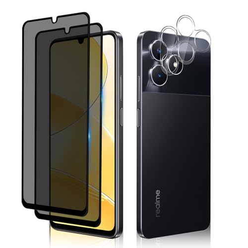 Privacy Vetro Temperato Compatibile con Realme C51 2 + 2Pezzi Protezione Obiettivo Fotocamera Anti Spy Pellicola Protettiva Anti-Graffio Durezza 9H per C51