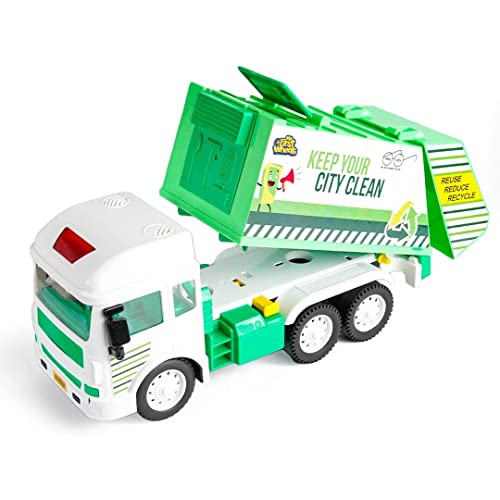 Image of Toy Truck Diecast Cars Truck with Light and Sound Pull Back Vehicles Toy Trucks for Kids ?Colors as Per Stock? (Garbage Truck)