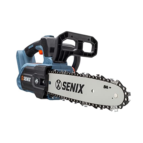 Senix 20 Volt Max* 10-Inch Cordless Brushless Top Handle Chainsaw, Tool-Free Chain Tensioning, Automatic Chain Oiler, 5.0 Ah Lithium Ion Battery And 2A Charger Included, Csx2-M1, Blue #TOP1