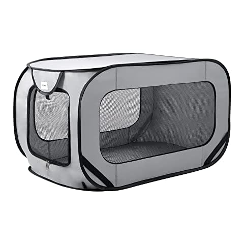 Love's cabin 36in Portable Large Dog Bed - Pop Up Dog Kennel, Indoor Outdoor Crate for Pets, Portable Car Seat Kennel, Cat Bed Collection, Grey Cover
