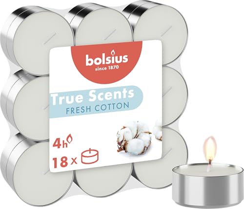 Bolsius True Scents – 18 Teelichter – Fresh Cotton – Brenndauer:...