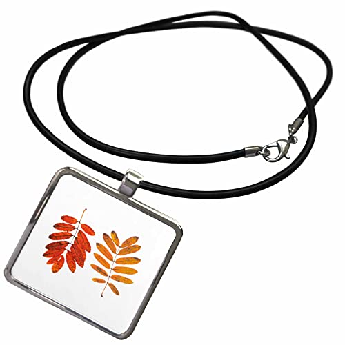 3dRose Two Beautiful Rowan Tree Twigs with red, Yellow Leaves... - Necklace with Pendant (ncl_297141)