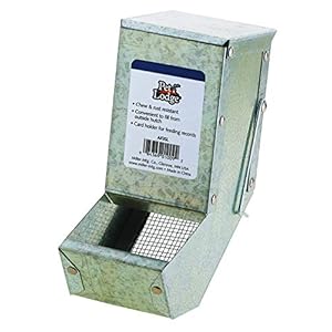 Pet Lodge® Steel Small Animal Feeder with Lid and Sifter Bottom | Cage Rabbit Feeder | Holds Several Days Worth of Food | 3 Inch