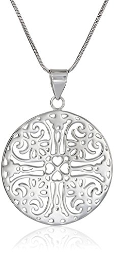 Sterling Silver Filigree Circle Pendant Necklace, 18