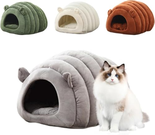 Diexgiy ペット猫ベッド半密閉式猫冬暖かい寝袋厚い犬用ベッドマット猫ベッド (グレー,L:50*40*38cm)