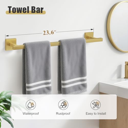YACVCL-5-Pieces-Brushed-Gold-Bathroom-Hardware-Accessories-Set-Stainless-Steel-Bathroom-Towel-Bar-Set-Towel-Holder-Set-for-BathroomUpgraded-Toilet-Paper-Holder-with-ShelfWall-Mounted-236