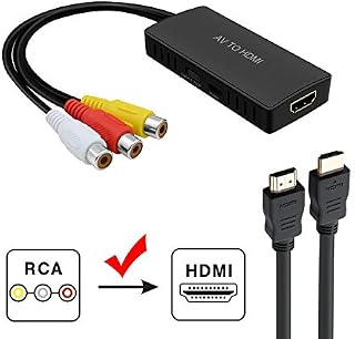 RCA to HDMI Converter, RuiPuo Composite to HDMI Adapter Support 1080P, PAL/NTSC Compatible