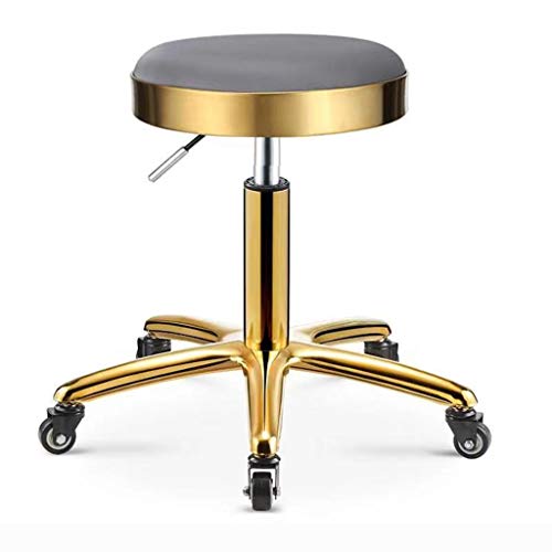 Tabouret de salon réglable à 360° en cuir PU et base en acier pour spa et esthétique