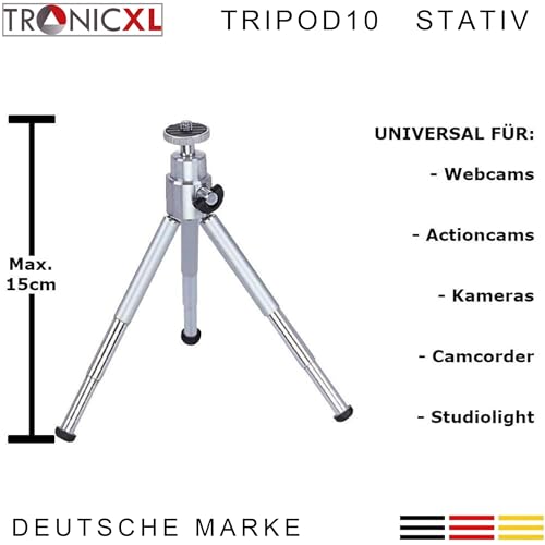 TronicXL Tripod 10W Stativ für Kamera Webcam kompatibel mit Logitech C920 Brio 4K C925e C922x C922 C930e C930 C615 Web Ersatzteil Zubehör Homeoffice Video AUKEY Microsoft LifeCam Studio Ständer
