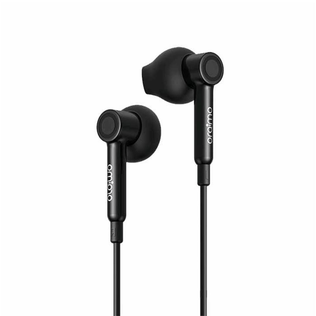 Oraimo Thor Exceptional Sound with Mic, Half In-ear Earphone, HD Audio, Ergonomic Earbuds, In-line controls, Reinforced joint, 1.2M Length, Black