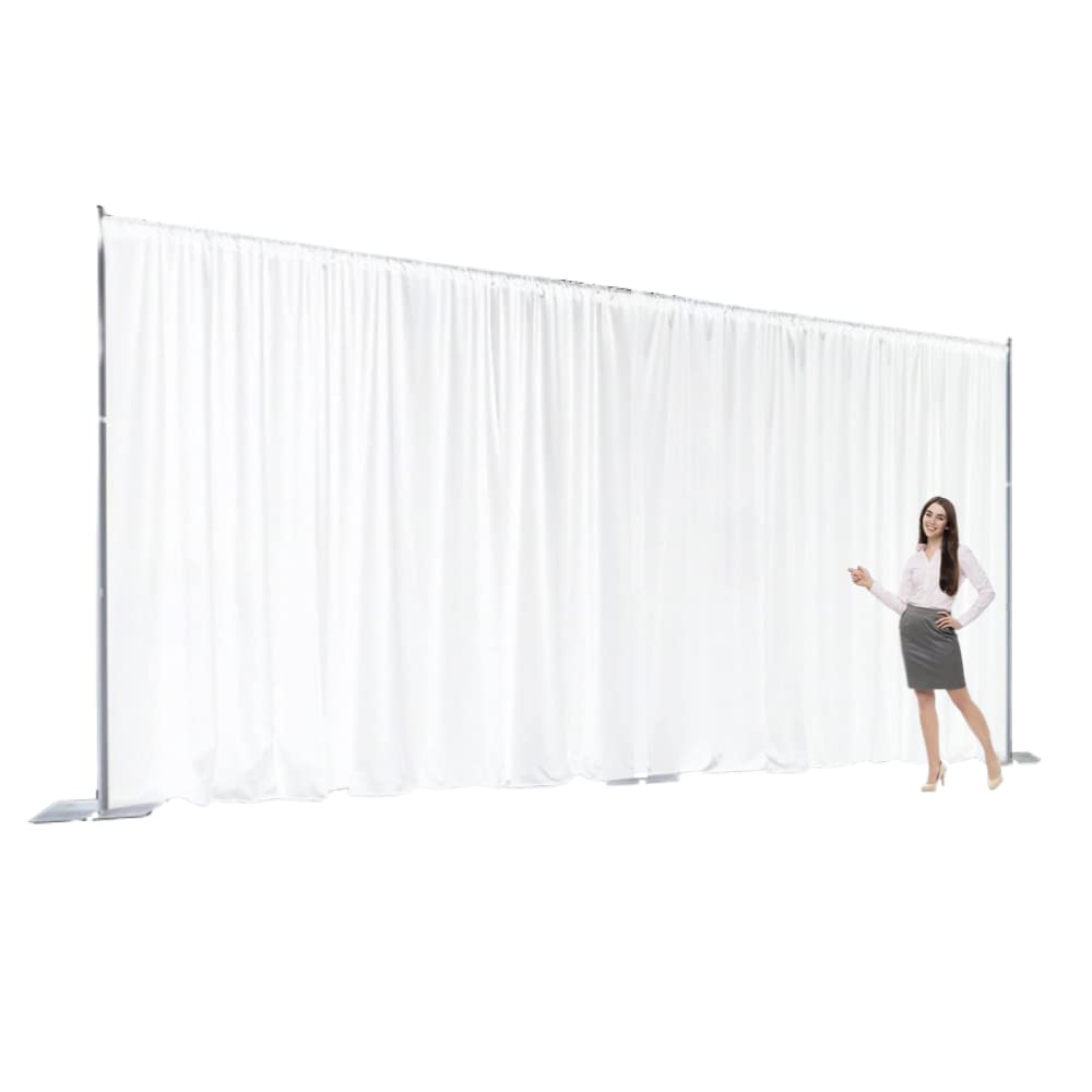Two Layers Backdrop Made with One Piece Chiffon Tulle & Polyester for Professional Extra Wide Blackout Curtains (White, 20 x 10 ft)