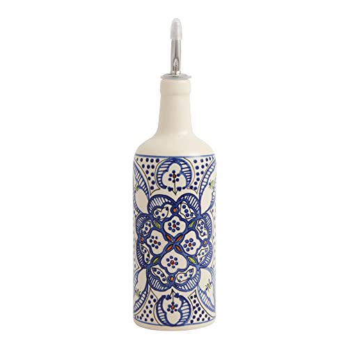 Tunis White and Blue Ceramic Olive Oil Dispenser