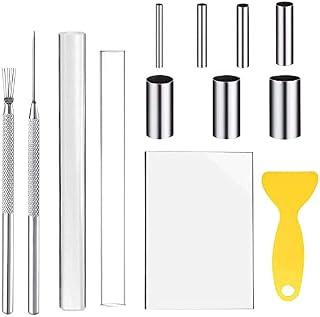 KBNIAN Acrylic Clay Roller Set, Acrylic Clay Rolling Pins, Clay Hole Punch, Acrylic Sheet Board, Clay Modeling Sculpture Needles with Shovel Scraper Pottery Clay Craft Tools for Pottery DIY Crafting