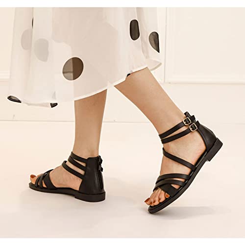 Sandals Sandals Women's Summer Strap Casual Flat Bottom Beach Vacation Casual Shoes Sandal(A,38)2