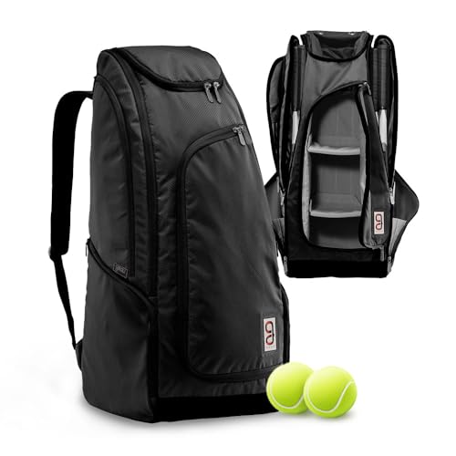 GEAU SPORT Axiom 9-Pack Racquet Bag 2.0 Black - Large Men's Tennis Bag 9 Racquet Capacity, Adjustable Dividers, Leakproof Shoe Pocket, Durable Materials, Perfect Tennis Gifts for Men & Pro Players