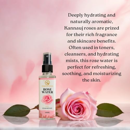 Image of Pure Rose Water (Gulab Jal) 200ml - 100% Natural Steam Distilled Face Toner, Hydrating Mist for Acne, Pore Tightening & Glowing Skin | Alcohol-Free Ayurvedic Spray Gulab Jal Face Spray for Refreshing Hydration, Makeup Setter, Sunburn Soother & Even Skin Tone