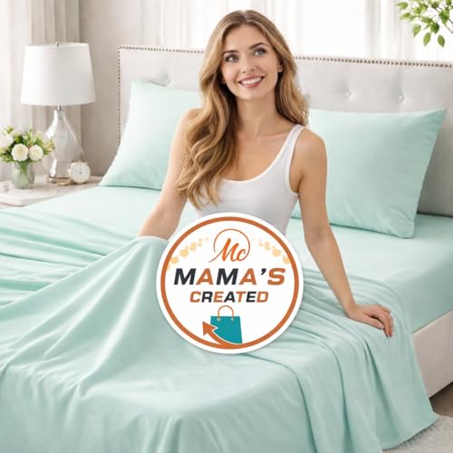 Image of Queen Size Bed Sheet - 600 Thread Count Single Flat Sheet Only - Long Staple Egyptian Cotton Top Sheet Wrinkle & Fade Resistant - Aqua Blue