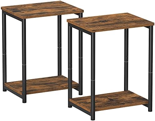 VASAGLE Side Tables Set of 2, Small End Table, Nightstand for Living Room, Bedroom, Office, Bathroom, Rustic Brown and Black ULET272B01