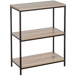Estanteria Madera 60 Cm Ancho Estantería con 3 baldas de Metal Negra Moderna de 76x60x30 cm - LOLAhome
