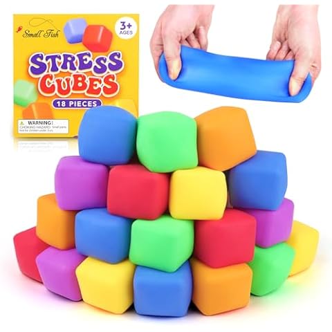 Stress Cube Fidget Toys for Kids: 18 Pack Squeeze Stress Balls Stress Relief Toys for Anxiety - Squishy Balls Sensory Fidget Toys for Kids Adults Autism in Classroom Office Party Cover