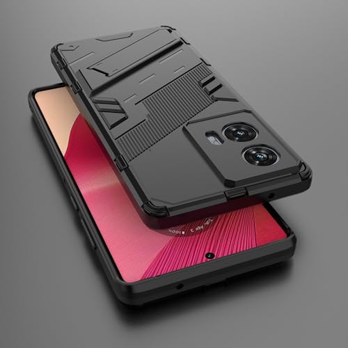 Image of Back case Plastic Shock Proof & Kickstand with Camera Protection Hybrid Back Cover Case for Motorola Edge 50 Fusion, Motorola G85 5G (Black)