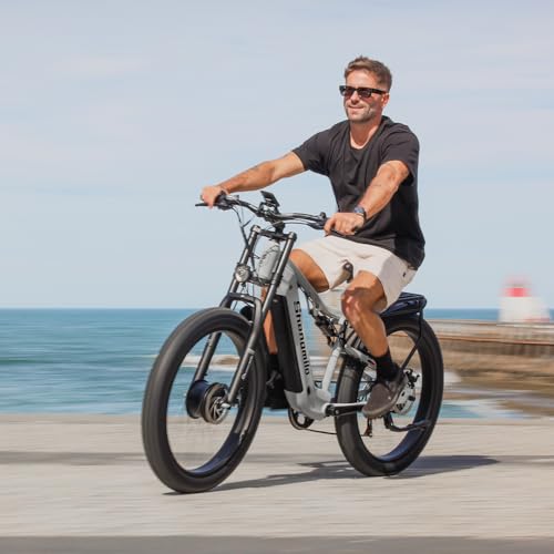 Shengmilo-S600 Ebike, 26×3.0” Fat Tires Electric Bike for Adults, Dual Motors Ebike, 17.5AH SAMSUNG Battery, E-Mountain Bicycle, Full Suspension, Dual Hydraulic Disc Brakes, LCD color display - Image 5