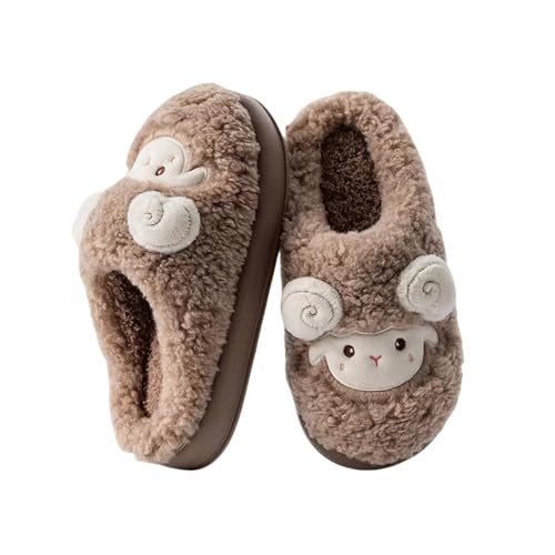 SLOKFV5 Zapatillas Pantuflas de peluche con dibujos de animales for mujer y hombre, bonitas y acogedoras pantuflas de algodón peludas for el invierno, unisex, for dormitorio Casa(Bruin,43 EU)