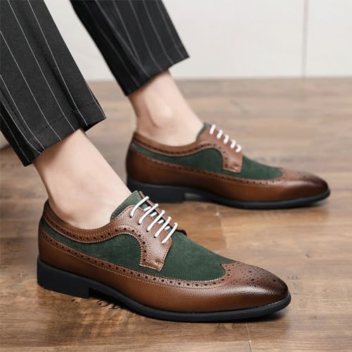 Men Suede Formal Shoes Lace Up Waterproof Leather Classic Brogue Business Working Office Non Slip Rubber Sole Slip Resistant Anti-Slip Shoe2