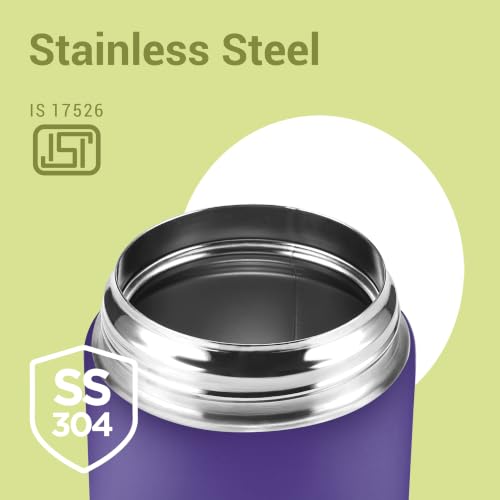 Image of Milton Grab N Go 350 Thermosteel Vacuum Insulated Food Jar|Hot & Cold Thermal Flask|Double Walled|Leak Proof|Ideal for carrying Soup, Khichdi, Sweet Corn to Office, School & Travelling, 350 ml, Purple