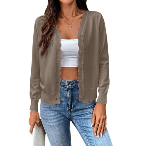Cardigan léger à boutons en tricot côtelé pour femme