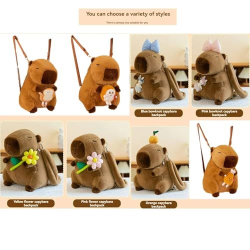 Image of Bow Bowknot Orange Flower Lollipop Cute Plush Backpack Kawaii Cartoon Design for Women Ita Bag (Blue bow)