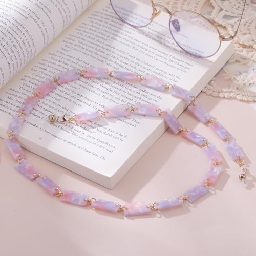 Image of kkjoy Acrylic Glasses Chain Colourful Squares Beach Holidays Sunglasses Holder Strap Eyeglass Lanyards for Women Men