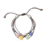 Essential Oil Bracelets, Lava Rock Stone Beads, Leather Braided Rope, Bracelets for Aromatherapy, Yoga, Meditation, Healing, Diffuser Bracelets for Men & Women, 1 Pcs (S5)