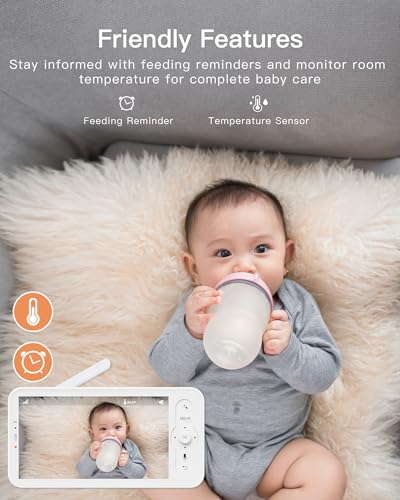 Image of ARENTI Baby Monitor 2 Cameras, Smart Baby Camera with 5-Inch Wireless Display, Super Night Vision, Temperature Sensor, Sound Detection, Auto Motion Tracking, 2-Way Audio, VOX Mode(B2 Set)