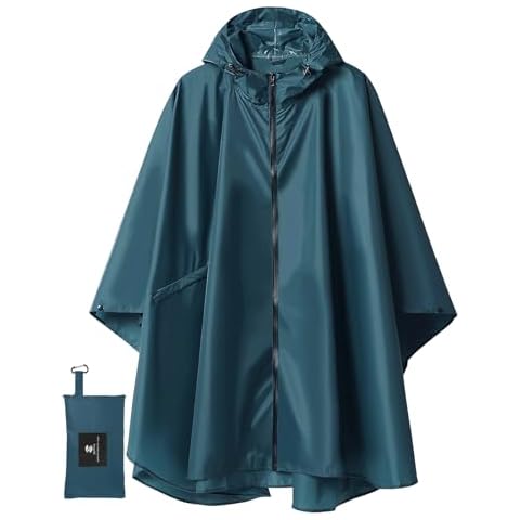SaphiRose Unisex Rain Poncho Raincoat Hooded for Adults Women with Pockets(Deep Blue) Cover