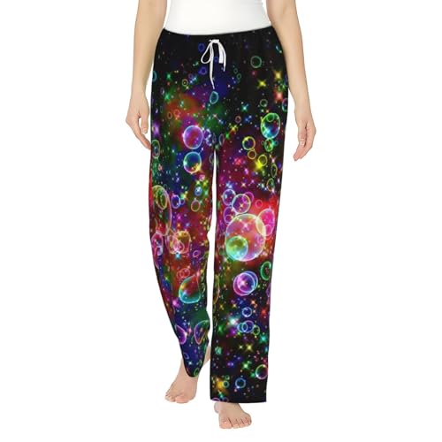 Pantalon de pyjama doux pour femme avec imprimé étoiles arc-en-ciel