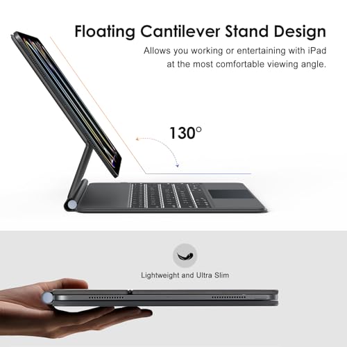 runelk Keyboard Case for iPad Pro 13-inch (M4 2024 / M5 2025), Magic-Style Magnetic Keyboard Case with Multi-Touch Trackpad, Floating Cantilever Stand Compatible with iPad Pro 13 - Graphite Black by runelk - Image 6