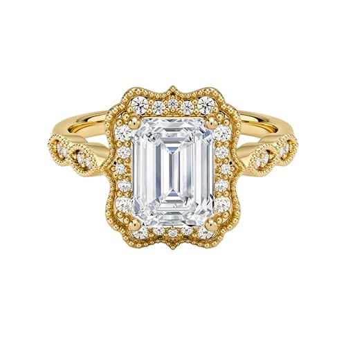 DiffNY Jewels 0.50–2.00 CT Emerald Cut Moissanite Engagement Ring with