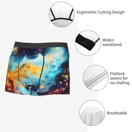 Galaxy Space Men's Boxer Briefs, Colorful Nebula Breathable Mens Underwear Comfort Boxers Shorts Support Trunks3