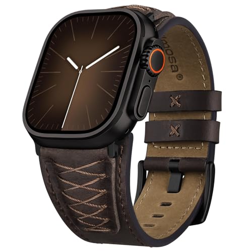 Image of Fullmosa Top Grain Vintage Leather Strap Compatible for Apple Watch | Ultra3 /2 /1 49mm 46mm 45mm 44mm 42mm (NO WATCH) Premium Leather Band for iWatch SE3 /2 /1 series 11 10 9 8 7 6 5 4 3 2 1 Men