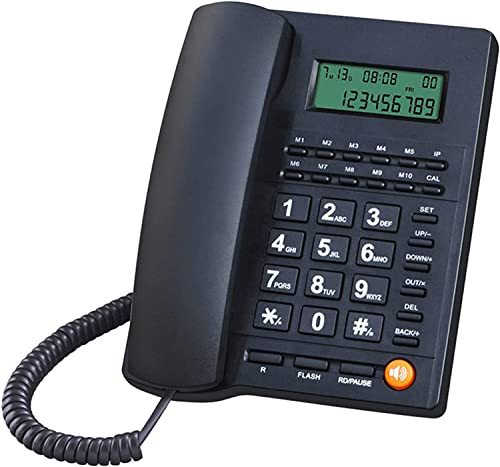 ELECDON Corded Telephone for Desk Wired Landline Desktop House Phone with Speaker for Seniors Caller ID Single Line Integrated Telephone with Call Blocking for Home Office Hotel Black
