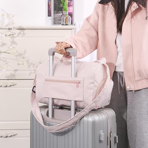 Personalized Travel Bag for Women Custom Name Duffle Bag Customized Overnight Bag Sports Gym Bags Bridesmaid Gifts for Women (Pink)3