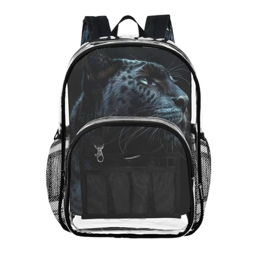 Nander Black Panther Clear Backpack for School,Heavy Duty PVC Transparent Bookbag for Stadium,Quick Security Clearance Travel Bag - Main Image