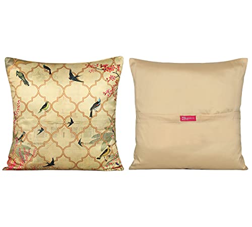 Image of India Circus by Krsnaa Mehta The Mughal Rickshaw Multicolor Satin Blend Cushion Pillow Covers Set of 5 (16 x 16 Inches)