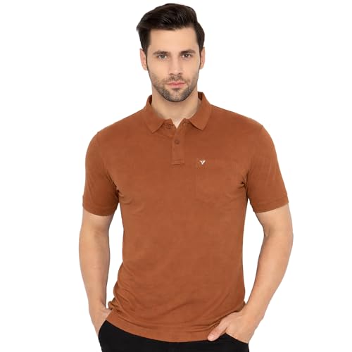 Image of NEVA Men's Regular Fit Half Sleeve Polo Neck T-Shirt with Chest Pocket