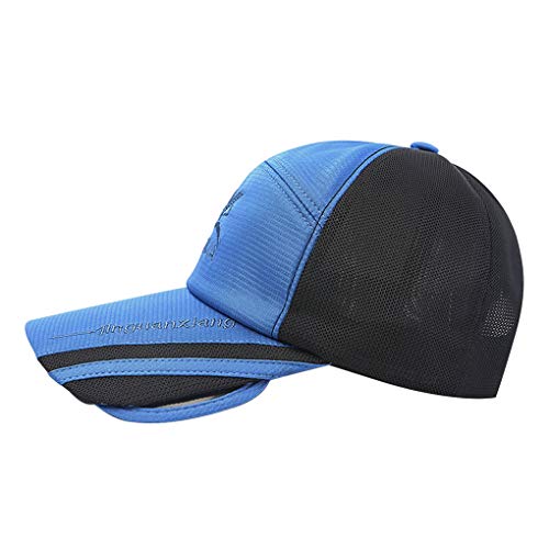 Image of Unisex Baseball Cap with Retractable Extended Brim UV Protection Mesh Sun Hat Summer Safari Fishing Camping Hat